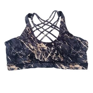 Black and Cream Marble Butterfly Back Bra
